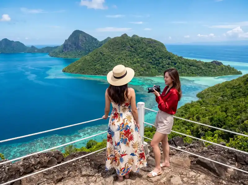 Iconic view of the lagoon from the Bohey Dulang peak Noura Resort