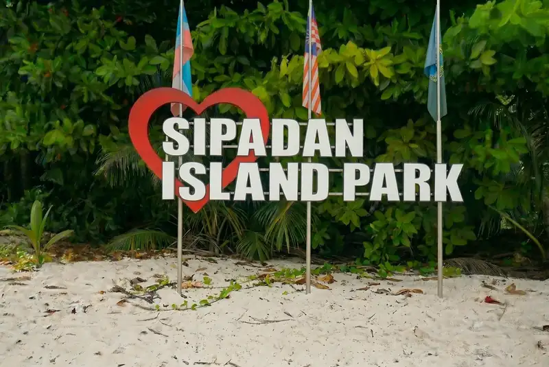 Official sign board at the Sipadan Island Marine Park Noura Resort