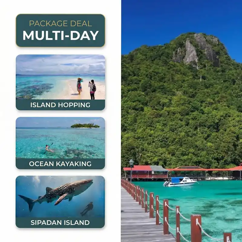 Multi day island hopping and snorkeling tour packages with Noura Resort in the Celebes Sea.